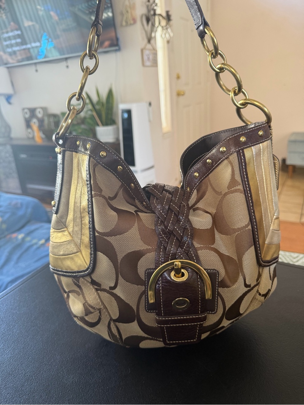 Rare Vintage Y2K Coach Soho Bag in Brown and Gold